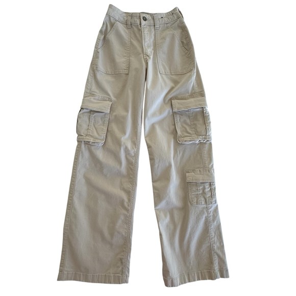 Hollister Beige Ultra High-Rise Baggy Wide Leg Cargo Pants Size 23R - Picture 3 of 11